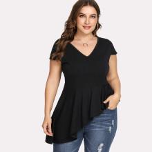 Shein Plus Asymmetric Pep Hem Blouse