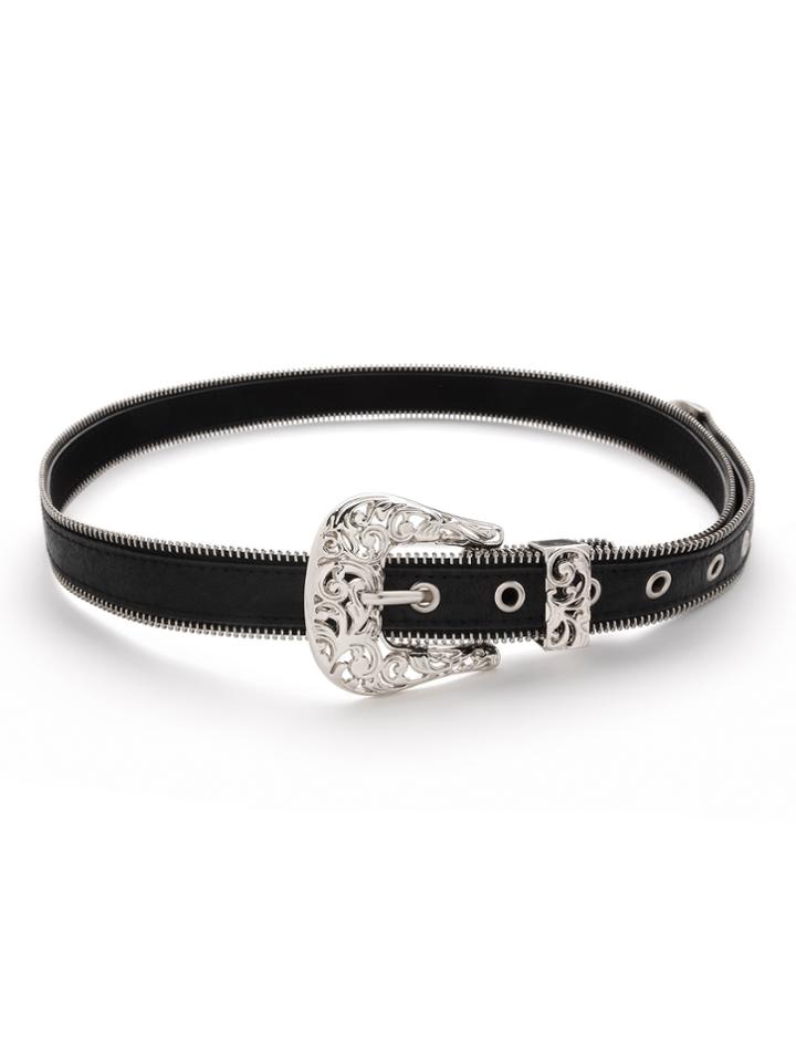 Shein Zipper Trim Western Belt