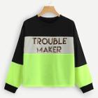 Shein Colorblock Letter Pullover