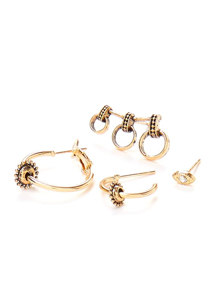 Shein Eye Design Earring Set With Rhinestone