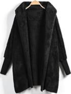 Shein Hooded Open Front Fluffy Coat