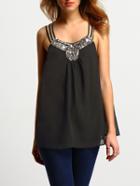 Shein Black Studded Back Criss Cross Tank Top