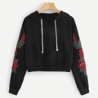 Shein Floral Embroidered Applique Hoodie