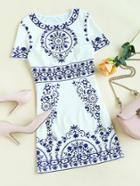Shein Porcelain Print Princess Seam Dress