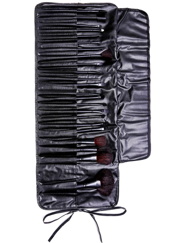 Shein 24pcs Black Professional Makeup Brush Set With Bag