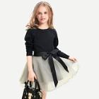 Shein Toddler Girls Solid Tee With Knot Front Mesh Skirt