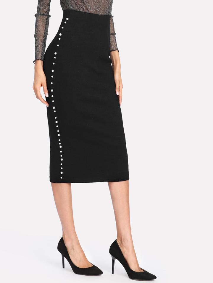 Shein Pearl Beading Pencil Skirt
