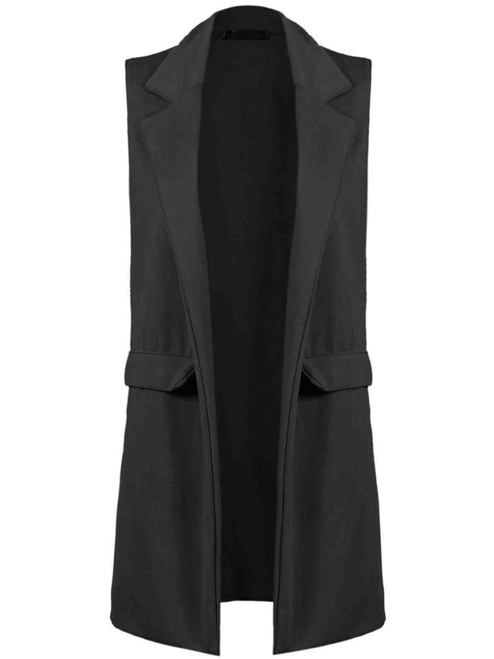 Shein Black Lapel Sleeveless Casual Blazer