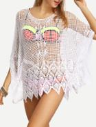 Shein White Crochet Overall Cape Sleeve Blouse