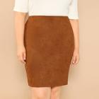 Shein Plus Split Back Suede Pencil Skirt