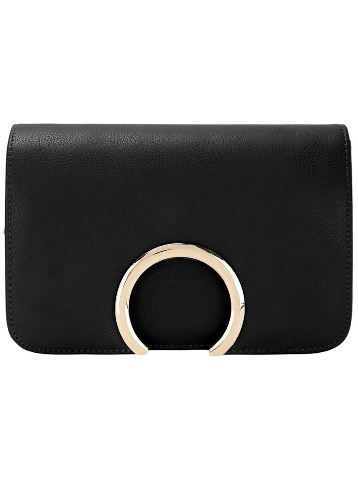 Shein Black Metal Embellished Pu Satchel Bag