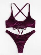 Shein Cross Back Velvet Bikini Set