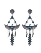 Shein Vintage Style Blue Rhinestone Eagle Shape Long Earrings Woman