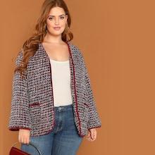Shein Plus Open Front Tweed Coat