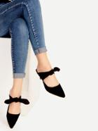 Shein Black Point Toe Bow Tie Heeled Mules