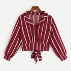 Shein Knot Back Crop Striped Blouse