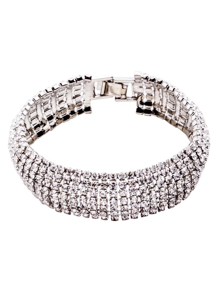 Shein Silver Rhinestone Encrusted Bracelet