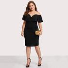 Shein Plus Heart Shape Collar Flounce Layered Dress