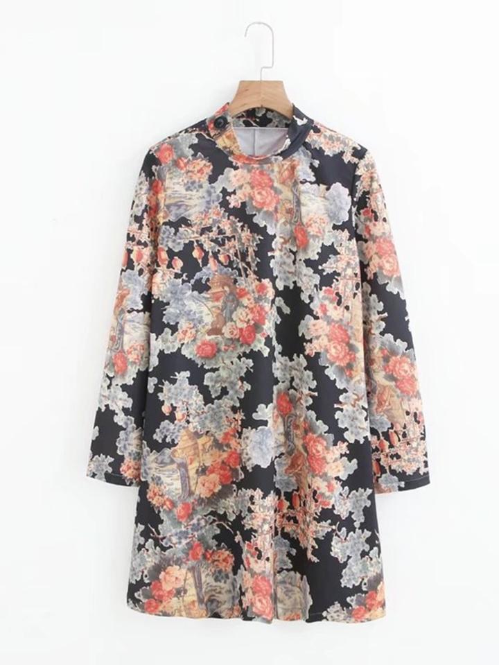 Shein Mock Neck Floral Dress