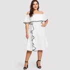 Shein Plus Off-shoulder Tiered Ruffle Trim Dress