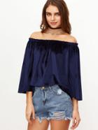 Shein Navy Off The Shoulder Kimono Sleeve Cord Top