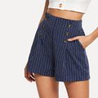 Shein Double Button Striped Shorts
