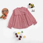 Shein Girls Frill Trim Plaid Blouse