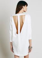 Shein White Long Sleeve Backless Dress
