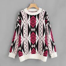 Shein Drop Shoulder Geo Sweater