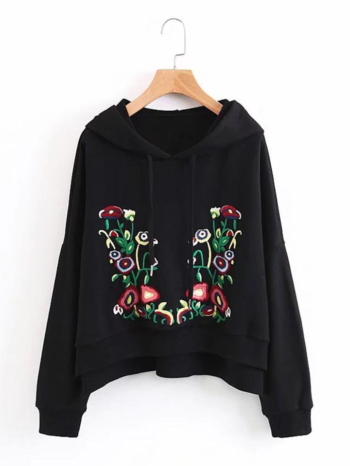 Shein Drop Shoulder Embroidery Hoodie