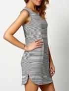 Shein Black White Round Neck Striped Tank Dress