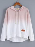 Shein Dip Hem Hooded Ombre Pink Sweatshirt