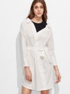 Shein White Contrast 2 In 1 Shirt Dress With Belt