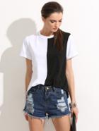 Shein Colorblock Rolled Up Sleeve Tee