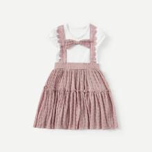 Shein Girls Bow Detail 2 In 1 Dress