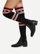 Shein Striped Detail Knit Over Knee Sock Boots