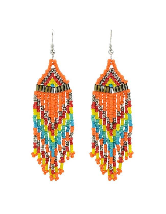 Shein Orange Beads Chain Earrings