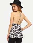 Shein Black White Spaghetti Strap Hollow Back Top