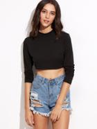 Shein Black Long Sleeve Crop T-shirt