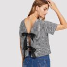 Shein Knot Back Checked Top