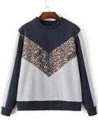 Shein Color Block Crew Neck Sweatshirt