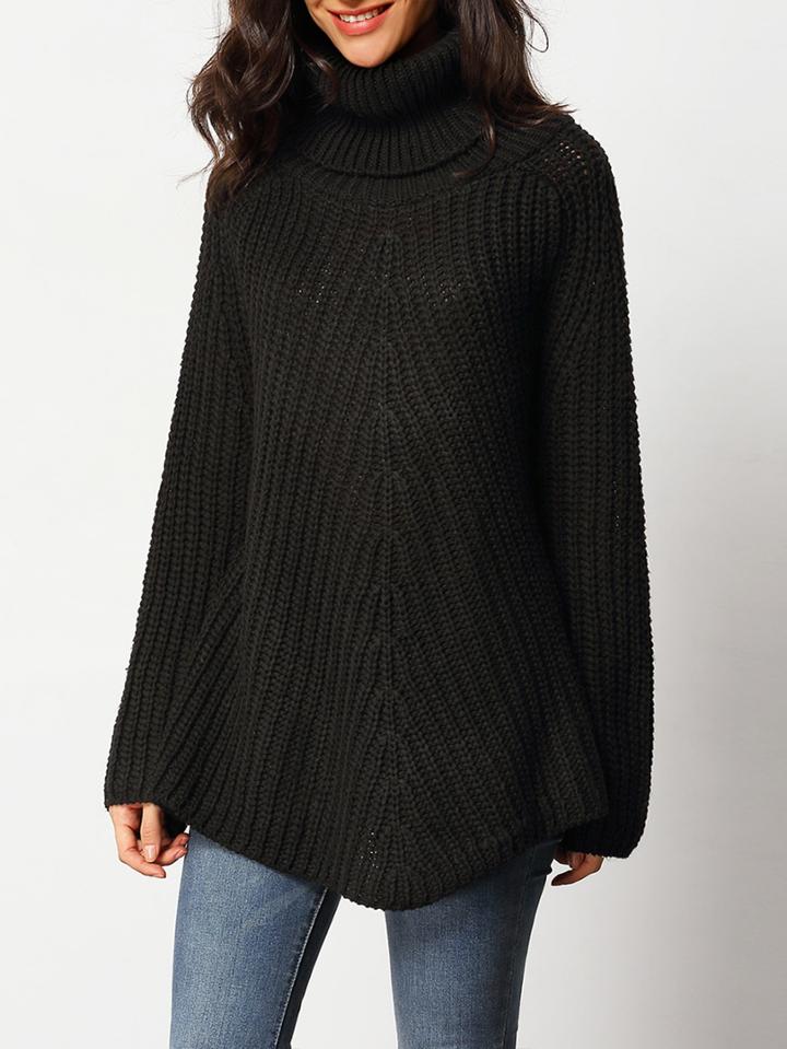 Shein Black Turtleneck Long Sleeve Chunky Sweater