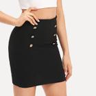 Shein Double Breasted Textured Bodycon Skirt