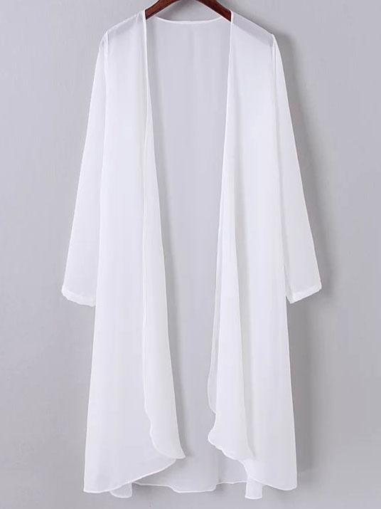 Shein Chiffon Long White Top