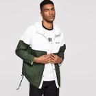 Shein Men Button Up Hooded Color-block Jacket