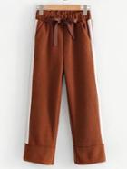 Shein Contrast Tape Bow Tie Crop Pants