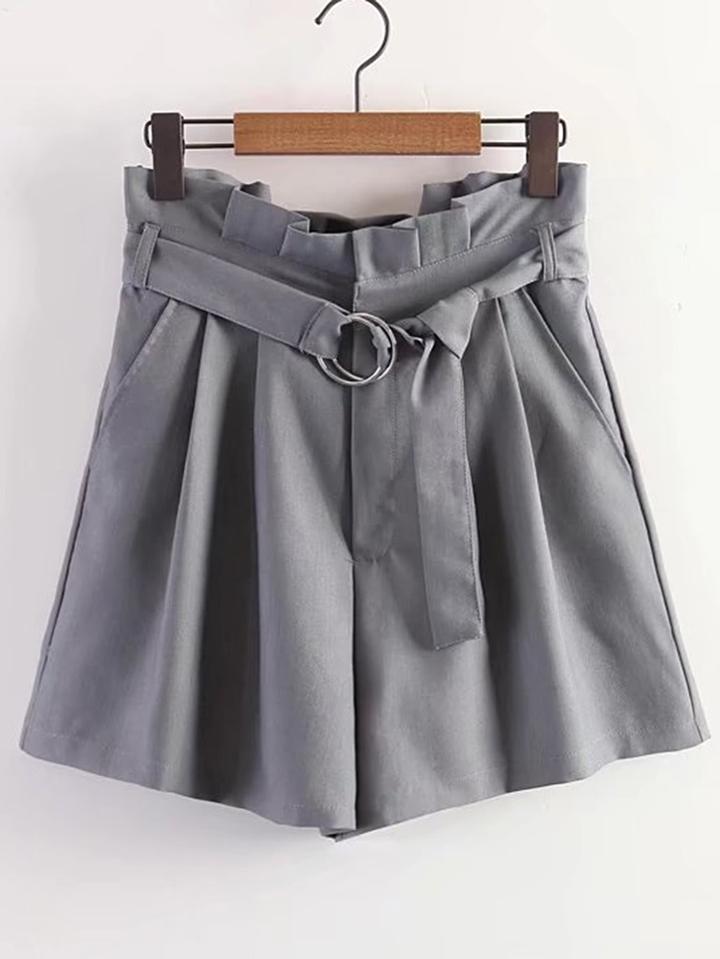 Shein Tie Waist Shorts With Ring Detail