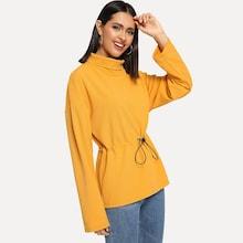 Shein Mock-neck Drawstring Waist Pullover