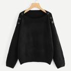 Shein Button Up Shoulder Solid Sweater