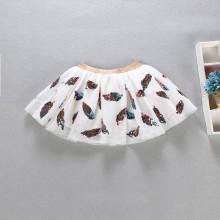 Shein Girls Contrast Sequin Feather Pattern Mesh Skirt